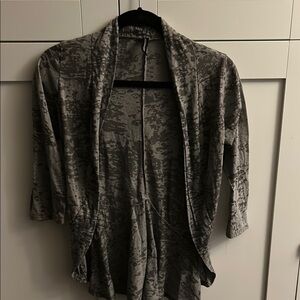Gray Patterned Open Cardigan